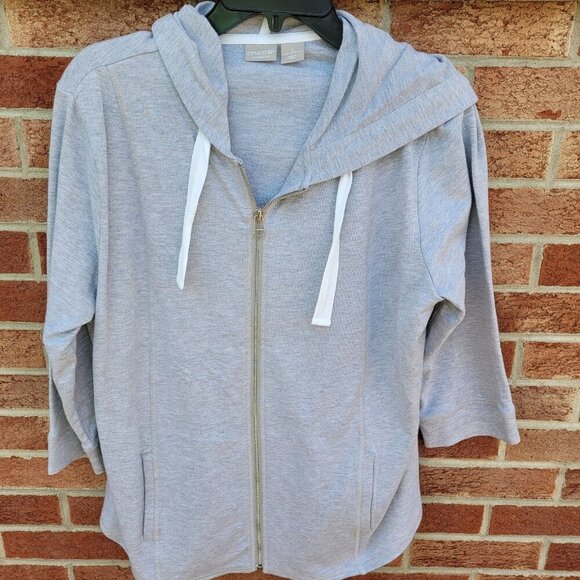 Chico's Sweatshirt Jacket Women's Size Large Athletic Hooded Full Zip - Picture 1 of 7